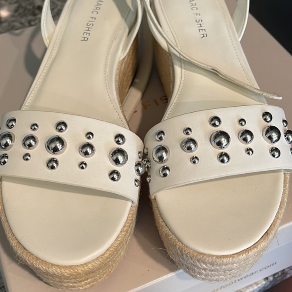 Marc Fisher Platform Espadrille Sandals in White - Picture 5 of 14